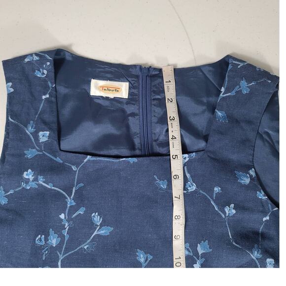 Talbots Blue Floral Lined Sleeveless Maxi Dress Side Button Split Rear Zip Med - Picture 6 of 6